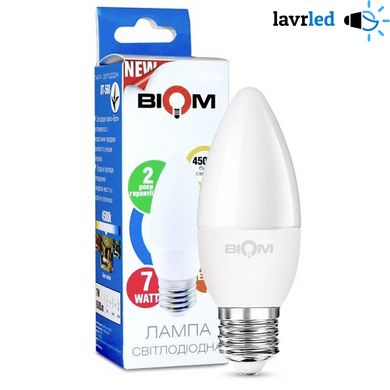 Світлодіодна лампа Biom BT-568 C37 7W E27 4500К матова