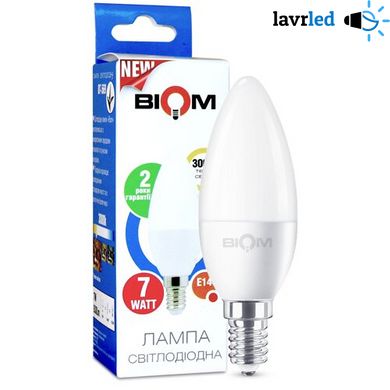 Светодиодная лампа Biom BT-569 C37 7W E14 3000К матовая